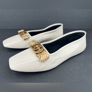 Gucci Double G Interlocking Python Snakeskin Ballet Ballerina Flats Size EU 38